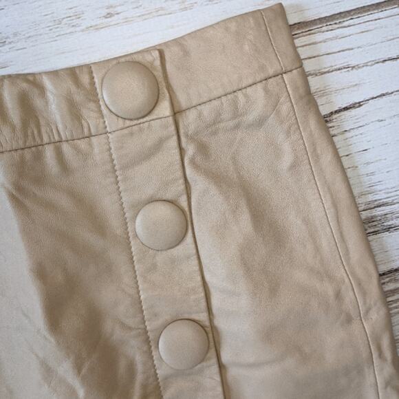 TopShop Leather A Line Tan Mini Skirt Sz 4 - Picture 2 of 4